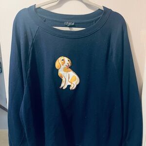 Talbots Navy Sweatshirt with Dog Design